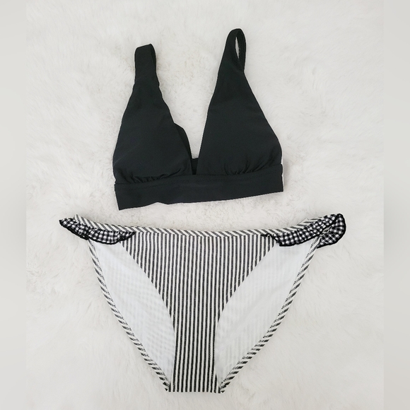 aerie Other - 🕶AERIE TIE BACK BIKINI TOP AND SEERSUCKER RUFFLE BIKINI BOTTOM GINGHAM SIZE S